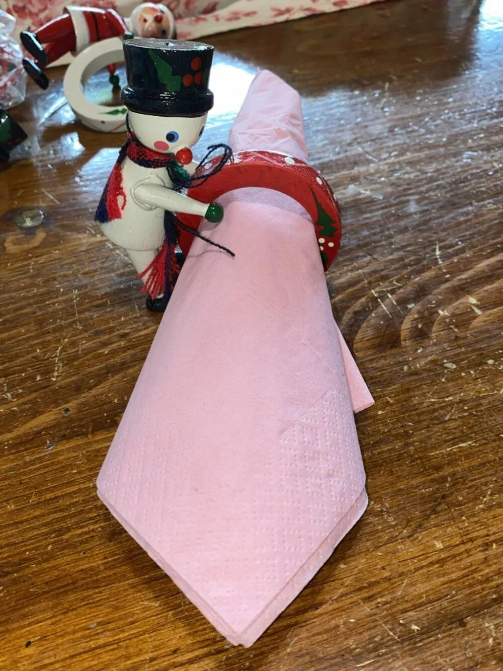 Adorable Vintage Vera Neumann 3D Wooden Christmas Napkin Holders 6pc Set